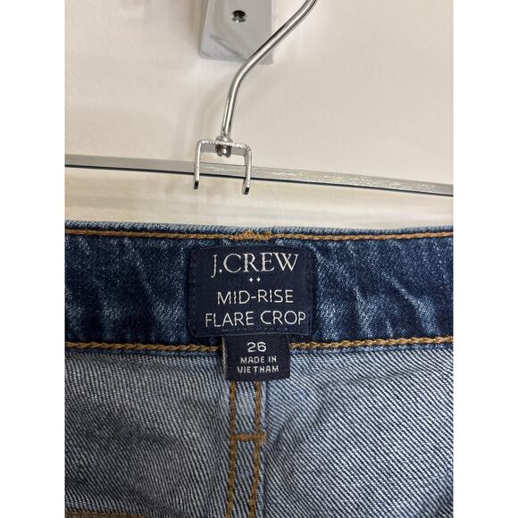 J. Crew Factory Jeans Womens 26 Blue Flare Crop Mid-Rise Button Fly Stretch - Picture 3 of 5